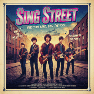 The teenage band on the official movie poster for the musical comedy-drama Sing Street, set in 1980s Dublin.