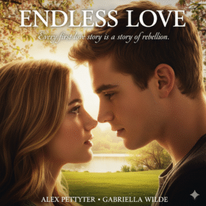 Movie poster for Endless Love (2014) showing two young lovers in a passionate, close embrace in a sunlit garden. Text: Endless Love, Say goodbye to innocence.