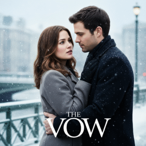Movie poster for The Vow showing a loving man embracing his wife, who has a look of confusion, in a snowy city scene. Text: The Vow, Inspired by a true story.